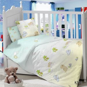 Комплект постельного белья в детскую кроватку Сатин Дино