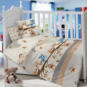 Комплект постельного белья в детскую кроватку Сатин Совята