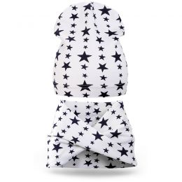 Комплект шапка и шарф хомут трикотаж звезда белый
