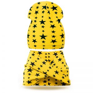Комплект шапка и шарф хомут трикотаж звезда желтый