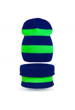 Комплект шапка и шарф снуд вязанный Полоса