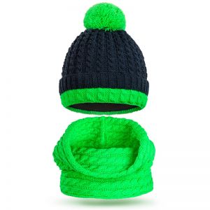 Комплект шапка и шарф снуд вязанный для мальчика Помпон