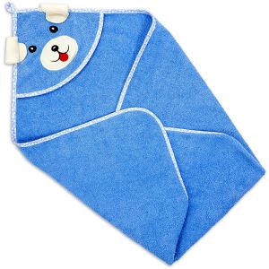 Полотенце-уголок детское для купания Собака синий