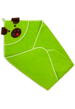 Полотенце-уголок детское для купания Собака зеленое