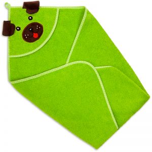 Полотенце-уголок детское для купания Собака зеленое